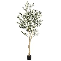 6ft Faux Olive Tree, Tall Olive Tree Plants, Fake Potted Olive Silk Tree, Artificial Olive Trees for Modern Home Office Living Room Floor Decor Indoor