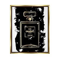 Black Glam Perfume Gold Framed Floater Canvas Wall Art Design by Martina Illustration
