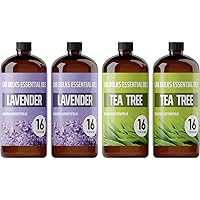 Bundle of Lab Bulks Lavender and Tea Tree Essential Oils, 16 oz Bottles, for Diffusers, Home Care, Candles, Aromatherapy.