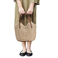 Clutches Straw Beach Bag for Women Summer Beach Bag Large Straw Shoulder Bag Woven Tote Bag for Travel Women Gift Beige