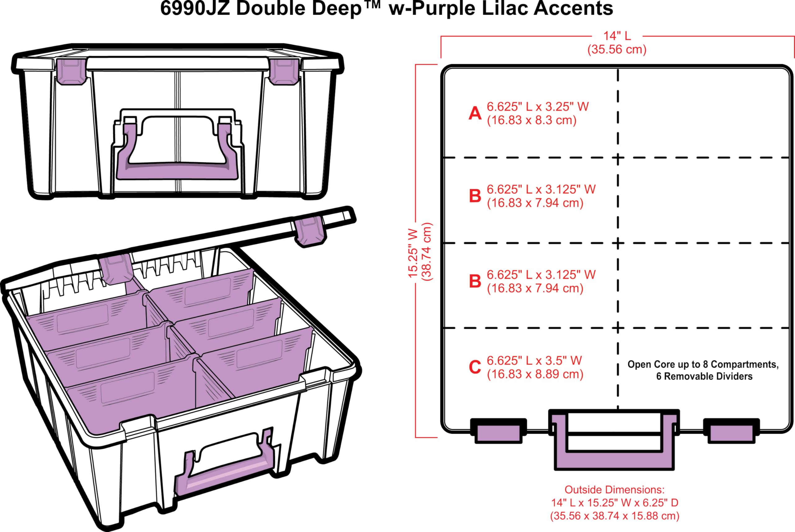 ArtBin Super Satchel Double Deep with Purple Accents Storage Container, Clear