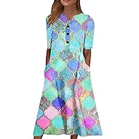 Knit Summer Dress Short Sleeve Dress Pocket Skirt Long Dress Stretch Dress for Women