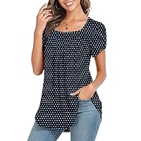 Xpenyo Women's Casual Petal Sleeve Tunic Top Pleated Square Neck Shirts Blouse for Leggings