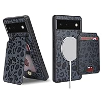 Ｈａｖａｙａ for Pixel 6 case magsafe Compatible Google Pixel 6 case Wallet Magnetic with Card Holder Google Pixel 6 Phone case for Men Leather case Magnetic Wallet Detachable-Black Leopard Print