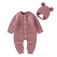 Knit Sweater Long Boy Knitted Girl Sweater Baby Jumpsuit Hat Romper Cotton Set Outfits Baby Girl Linen Romper