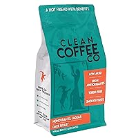 Clean Coffee Co. | Low Acid Coffee, 12oz Bag Whole Bean Coffee | Dark Roast from Honduras | Toxin Free and Mold Free, Antioxidant Rich, Bold Flavor for Espresso, French Press, or Iced Coffee