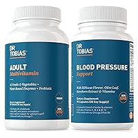 Dr. Tobias Adult Multivitamin & Blood Pressure Support for Men & Women, Supports Energy & Immune with 42 Fruits & Vegetables Plus Probiotics, Hawthorn, Hibiscus Flower, Olive Leaf & Garlic