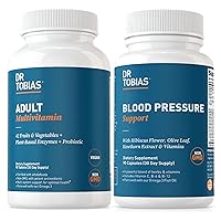 Adult Multivitamin & Blood Pressure Support for Men & Women, Supports Energy & Immune with 42 Fruits & Vegetables Plus Probiotics, Hawthorn, Hibiscus Flower, Olive Leaf & Garlic