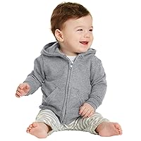INK STITCH Infant Baby Unisex Core Fleece Full- Zip Hooded Sweatshirt - Grey - 12M