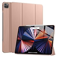 Soke New iPad Pro 12.9 Case 2022 2021(6th 5th Generation) - [Slim Trifold Stand + 2nd Gen Apple Pencil Charging + Auto Wake/Sleep],Protective Hard PC Back Cover for iPad Pro 12.9 inch(Rose Gold)