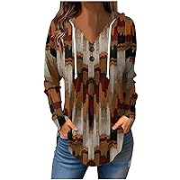 Blouses for Women, Long-Sleeve Button Hoodie Tunic Mock Neck Solid Color Top Funny Y2K Tops