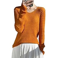 Autumn Winter 100% Merino Wool Knitted Basic Sweater Women V-Neck Long Sleeve Pullover Jumper Tops