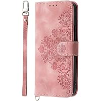 Wallet Case for iPhone 14/14 Pro/14 Plus/14 Pro Max, PU Leather Flip Case,Foldable in Built Card Slots and Strap,Protective Magnetic Case (Color : Pink, Size : 14 Pro 6.1'')