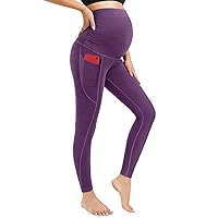 Ewedoos Maternity Leggings Shirred Side Pregnancy Leggings for Women Buttery Soft Maternity Yoga Pants with Pockets