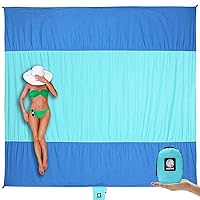 WEKAPO Beach Blanket Sandproof, Extra Large Beach Mat, Big & Compact Sand Free Mat Quick Drying, Lightweight & Durable with 6 Stakes & 4 Corner Pockets