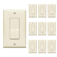 ENERLITES Decorator On/Off Paddle Switch with Wall Plates, Single Pole, 3 Wire, Grounding Screw, Residential Grade, 15A 120V/277V, UL Listed, 91150-LAWP