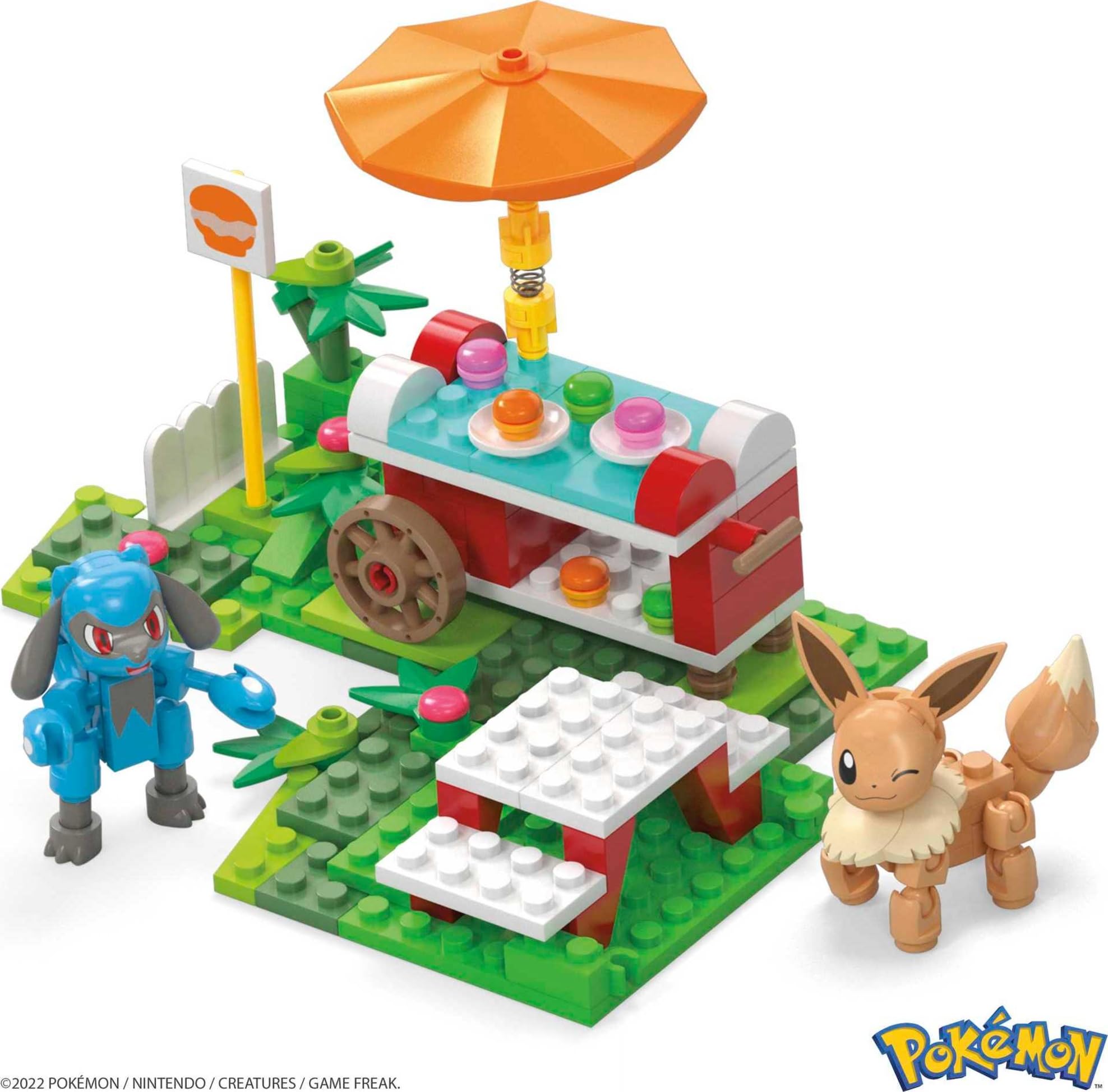 MEGA Pokémon Action Figure Building Toys Set, Pokémon Picnic With 193 Pieces, 2 Poseable Characters, Eevee and Riolu, Gift Idea For Kids