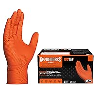 GLOVEWORKS HD Orange Nitrile Industrial Disposable Gloves, 8 Mil, Latex-Free, Raised Diamond Texture, XX-Large, Box of 100