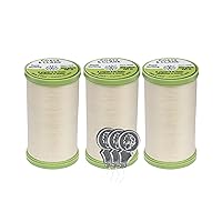 Coats & Clark Hand Quilting Thread - Cotton Covered Polyester -325 Yards - S960-3 Pack Bundle with 3 Bella's Crafts Needle Threaders (Cream)