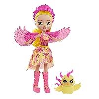 Enchantimals Falon Phoenix Doll (6-in/15.2-cm) & Sunrise Animal Friend Figure from Royals Collection, Small Doll with Removable Skirt and Accessories, Great Gift for 3 to 8 Year Old Kids