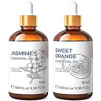 HIQILI Jasmine Essential Oil and Sweet Orange Essential Oil, 100% Pure Natural for Diffuser - 3.38 Fl Oz