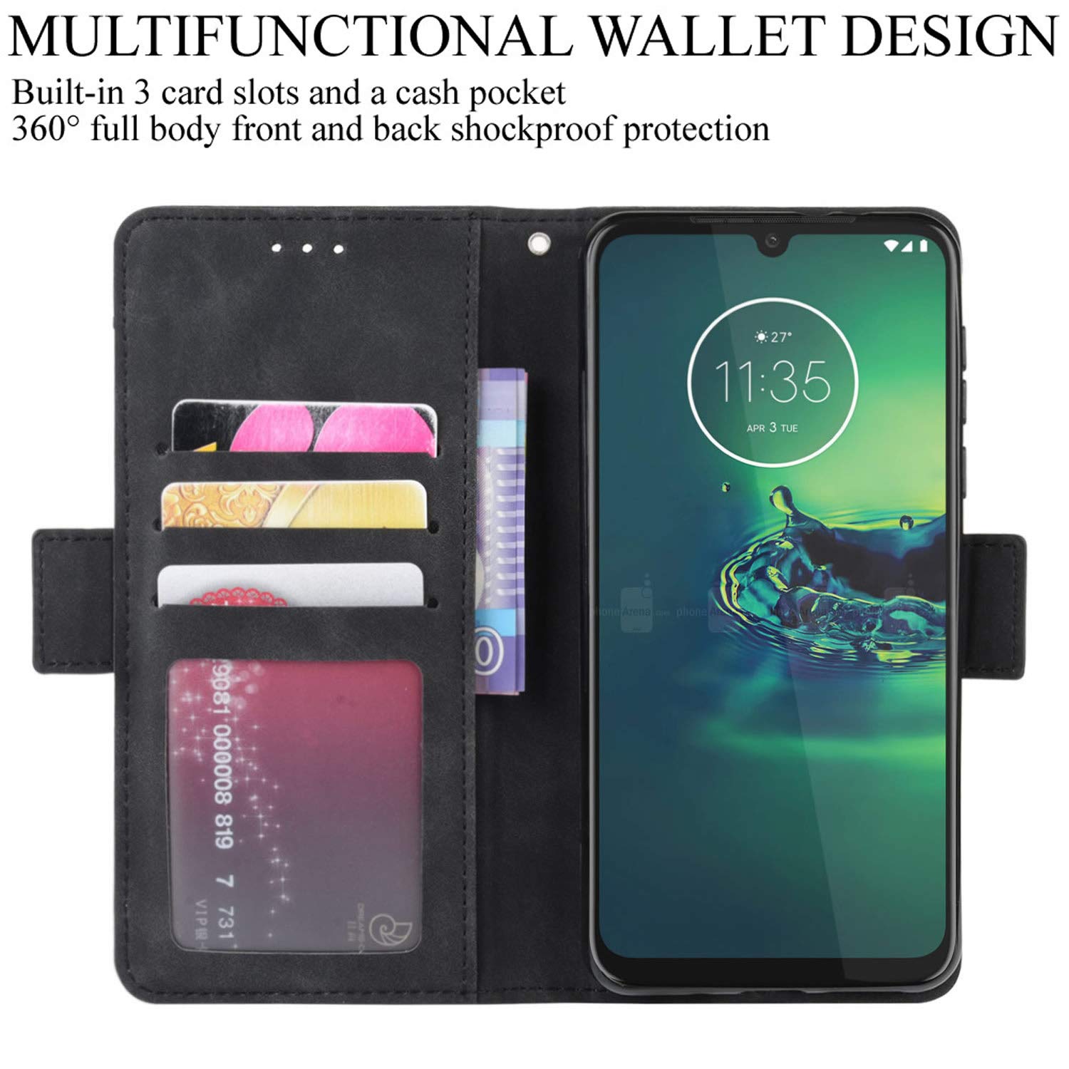 HualuBro Boost Mobile Celero 5G Plus Case, Magnetic Full Body Protection Shockproof Flip Leather Wallet Case Cover with Card Holder for Boost Mobile Celero 5G Plus / 5G+ Phone Case (Black)