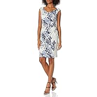 Alex Evenings Women's Short Crepe Dress with Side Ruched Waist (Petite and Regular Sizes)