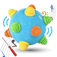 Bumble Ball for Babies,Crawling Sensory Toys for Toddlers,Baby Music Shake Preschool Toys,Dancing Interactive Sounds Infants Toy,Bouncing Learning Ball,Ideal Gift for Boys Girls(Blue)