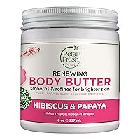Petal Fresh Pure Renewing Hibiscus & Papaya Body Butter, Organic Coconut Oil, Argan Oil, Shea Butter, Skin Softening, For all Skin Types, Natural Essential Oils, Vegan and Cruelty Free, 8oz