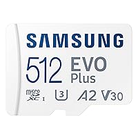 SAMSUNG EVO Plus microSD Memory Card + Adapter, 512GB microSDXC, Speeds Up to 160 MB/s, UHS-I, C10, U3, V10, A3, Upgrade Storage for Phones, Tablets, Gaming Consoles, DSLR Cameras, PCs, MB-MC512SA/AM