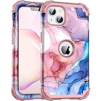 for iPhone 14 Case,Three Layer Heavy Duty Shockproof Hybrid Hard Plastic Bumper Soft Silicone Rubber Drop Protective Cover Case for iPhone 14 6.1