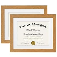 Americanflat 11x14 Diploma Frame in Dark Oak - Set of 2 - Displays 8.5x11 Diplomas with Mat or 11x14 Without Mat - Shatter-Resistant Glass and Hanging Hardware Included