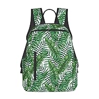 Banana Leaf Green Print Large-Capacity Backpack, Simple And Lightweight Casual Backpack, Travel Backpacks