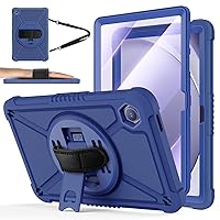 for Samsung Galaxy Tab A9+ / A9 Plus 11'' 2023 (SM-X210/X216/X218), Shockproof Hard Duty Case with Screen Protector+360 Rotating Hand Strap&Stand+Shoulder Strap for Tab A9+ Tablet, Blue