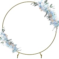 Fomcet 7.2FT Round Backdrop Stand Gold Metal Circle Balloon Wedding Arch Decoration Frame for Anniversary Ceremony Baby Shower Birthday Party Reception Photo Background Candy Tables Backdrop