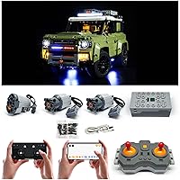 Motor and Remote Control and LED Light kit for Lego 42110 Land Rover Defender, APP Control, Programmable, with Joystick Remote Control, 3 Motor, LED Light kit (Model not Included)