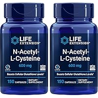 Life Extension N-Acetyl-L-Cysteine (NAC) 600mg, 150 Capsules (Pack of 2)