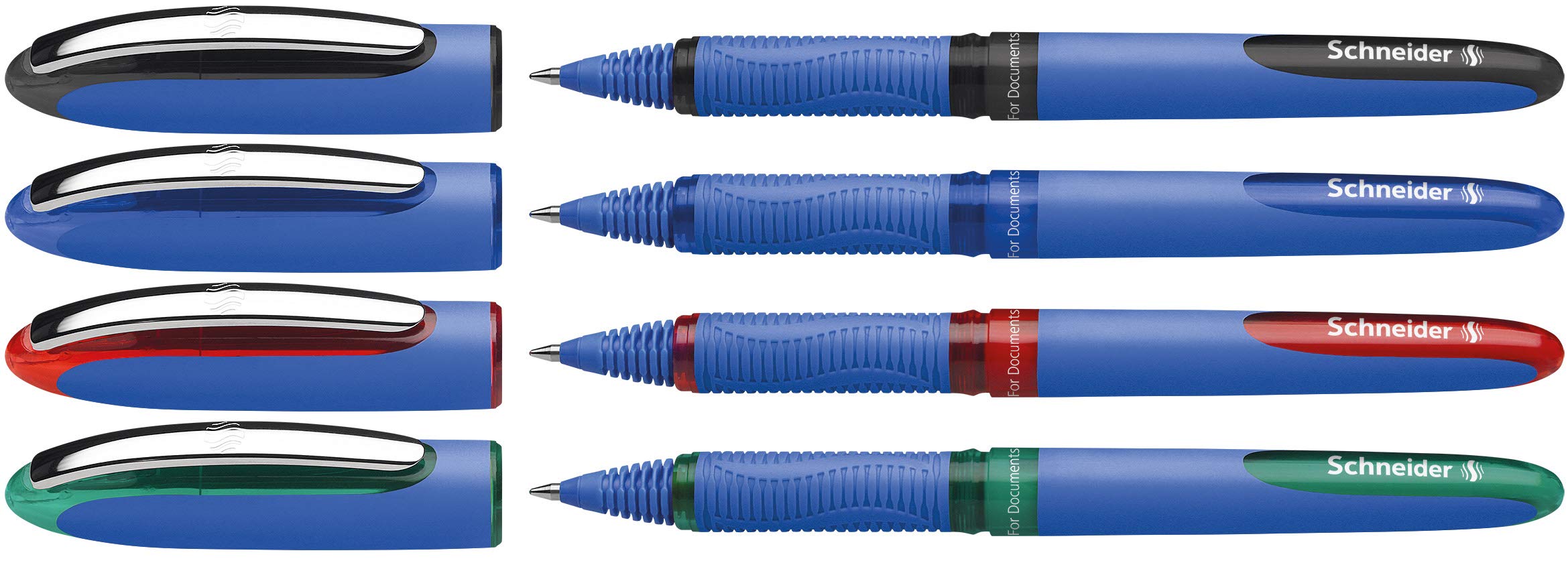 Schneider C products One Hybrid 03 Rollerball Pen Hybrid conical tip, 0.3 MM, assorted colours, Pack of 4 Case