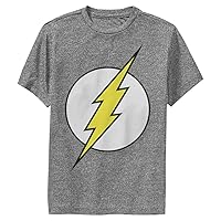 DC Comics Flash Vintage Boys Short Sleeve Tee Shirt, Charcoal Heather