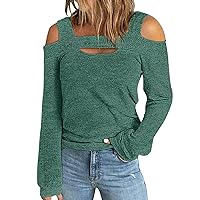 Ruffles Blouse Women Women Solid Blouse Casual Long Sleeve Off Shoulder Shirts Blouse Women Plus Size (Green, XL)