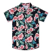 Boys Girls Hawaii Shirt Cool Summer Casual Blouse Short Sleeve Button Down Tops Size 2-10T
