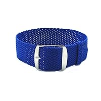 18mm Blue Perlon Braided Woven Watch Strap with Brushed Buckle