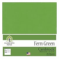 Clear Path Paper - Fern Green Cardstock - 12 x 12 inch - 65Lb Cover - 25 Sheets
