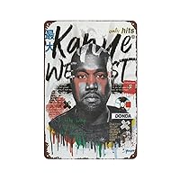 Dazkqbl Kanye Metal Tin Sign West Inspired Album Cover Poster Ye Art Hip-hop Music Home Room Club Bar Wall Art Decoration 8 X 12 inch