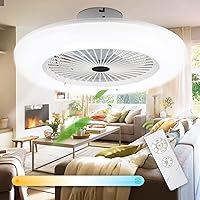 Izrielar 80 W Ceiling Fan with Lighting and Remote Control, LED Ceiling Light with Fan Adjustable Wind Speed and Colour Temperature, 3 Colour Temperatures, Timer for Bedroom, Living Room