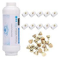 Outdoor System Mist Calcium Inhibitor Filter Bundle with 10Pack 1/2 inch PVC Splitter Mist Nozzles Bundle with 20PCS Low Pressure Brass Misting Nozzles