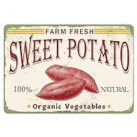 Farm Fresh Sweet Potato 100% Nature Organic Vegetables Iron Poster Painting Tin Sign Vintage Wall Decor for Cafe Bar Pub Home Beer Decoration Crafts