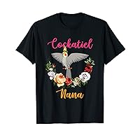 Cockatiel Nana Floral Bird Bow Tie Lover Mother's Day T-Shirt