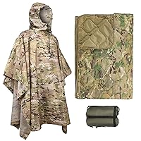 LOOGU Woobie Blankets Camo + PU Rain Poncho CP Camouflage for Hunting Hiking Camping