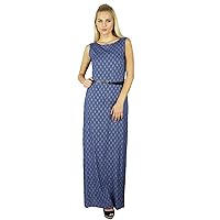 Bimba Women Blue Long Maxi Dress Bohemian Casual Clothing Summer Gown
